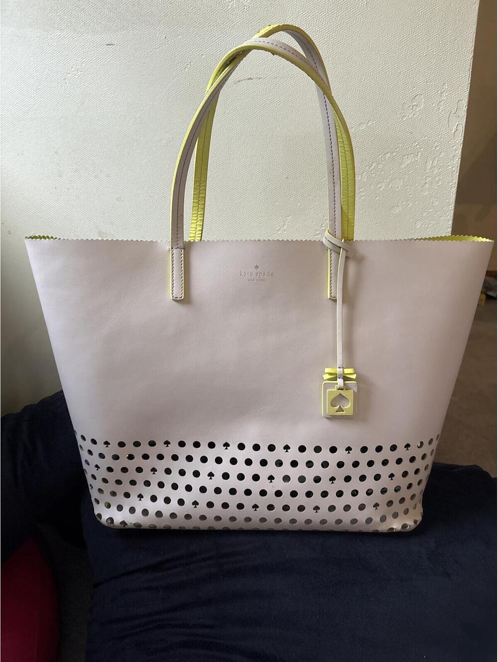 Kate Spade Large Cream and Neon Tote - Book/Beach Bag